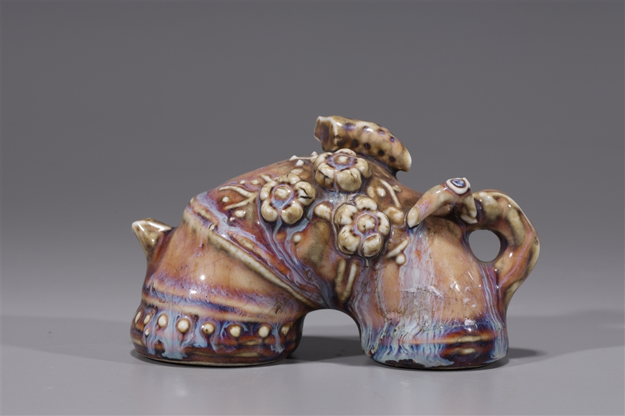 Elaborate Korean bamboo form glazed