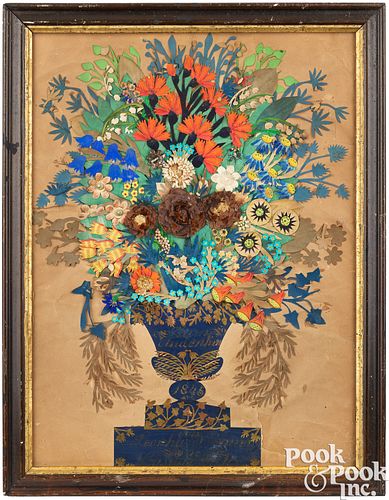 ELABORATE PAPER CUTOUT VASE OF