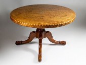 ELABORATE YEW WOOD ROUND CENTE