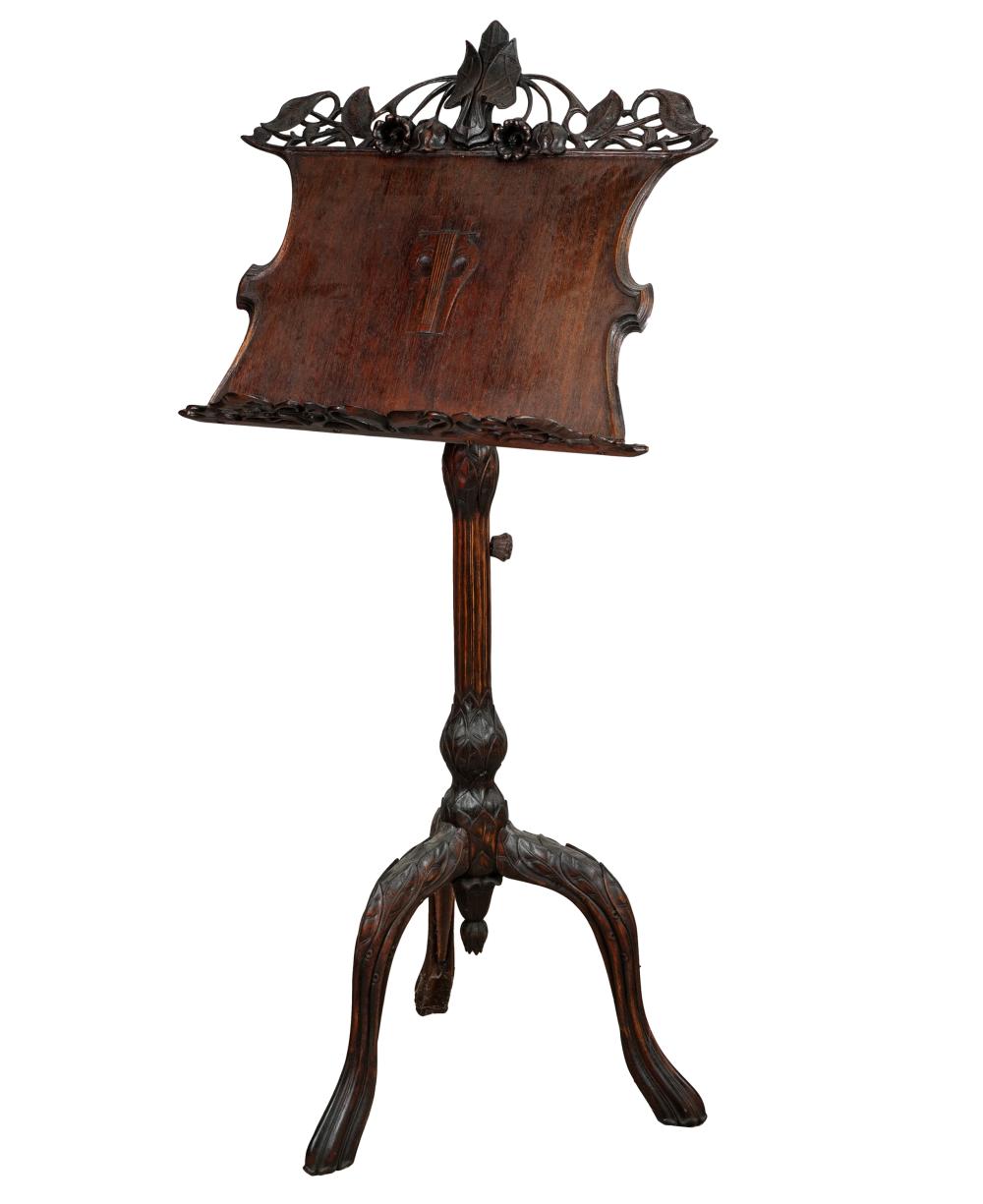 ELABORATELY CARVED OAK MUSIC