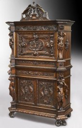 Elaborately carved walnut bure