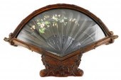 ELABORATELY CARVED WOOD FAN CA