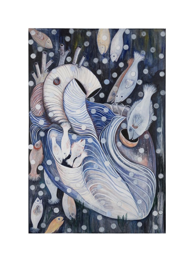 ELBA DAMAST 'THE HEART WITH FISHES'