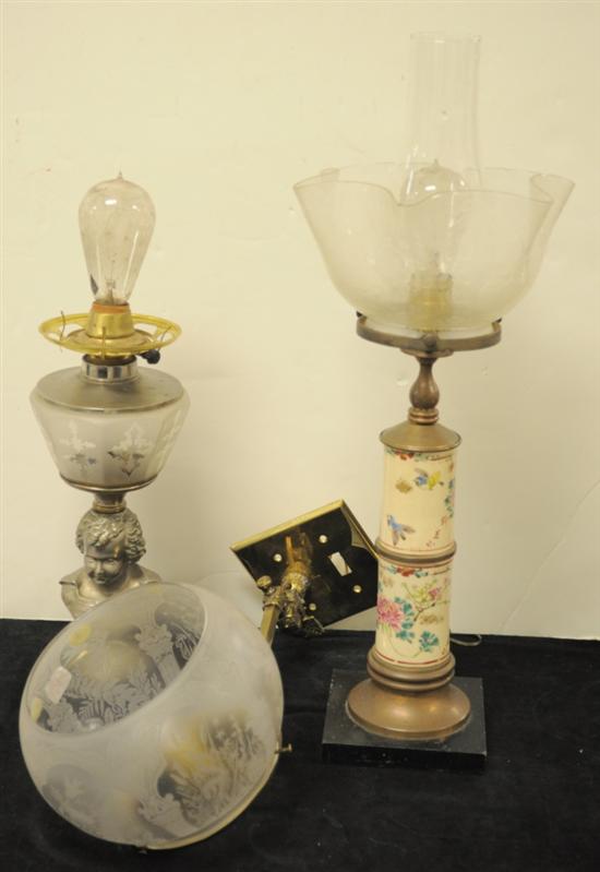 Electrified lamps  one with figural