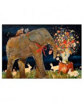 ELEPHANT AND MONKEY WITH FLOWE