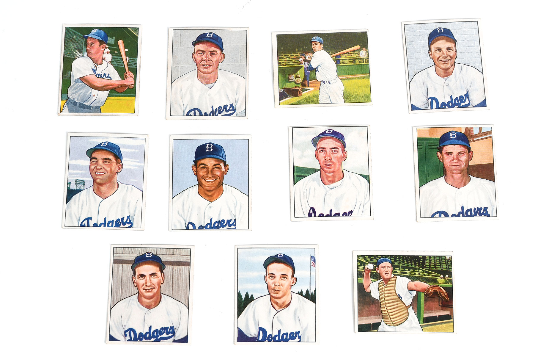 ELEVEN 1950 BOWMAN BROOKLYN DODGERS
