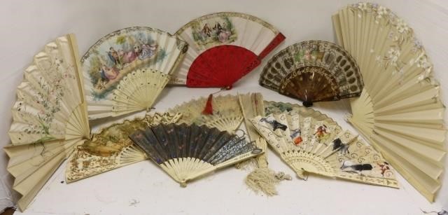 ELEVEN 19TH C FANS, HAND