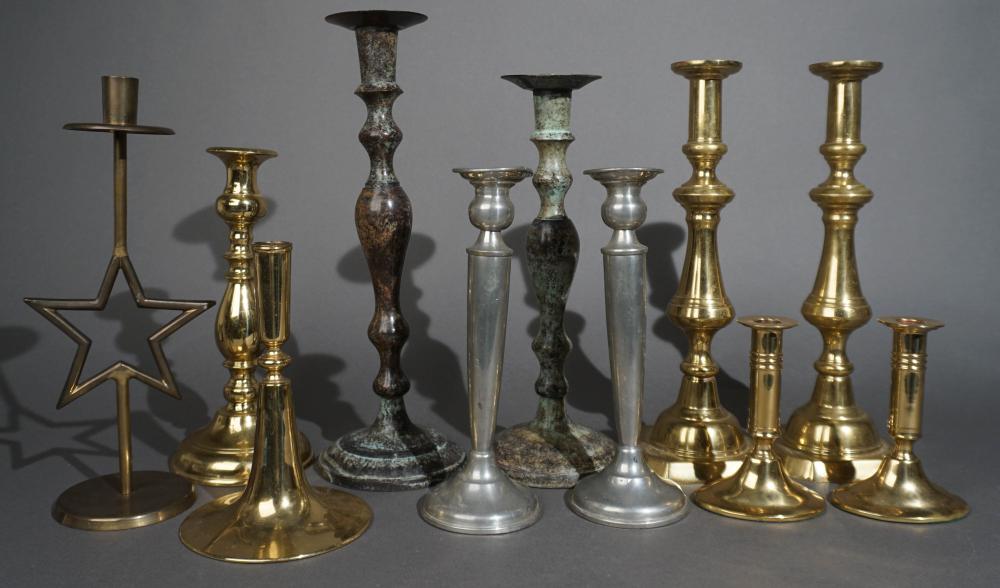 ELEVEN 20TH CENTURY CANDLESTICKS