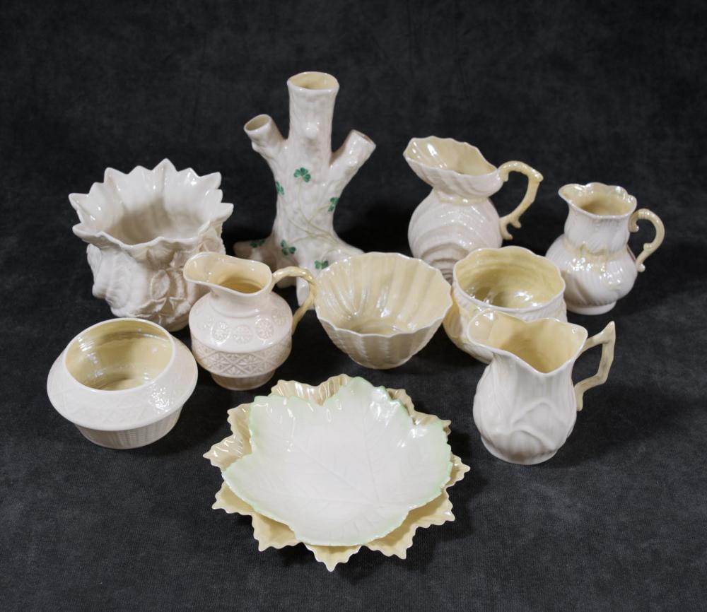 ELEVEN BELLEEK PORCELAIN ITEMS,
