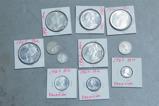 ELEVEN CANADIAN COINS. Five