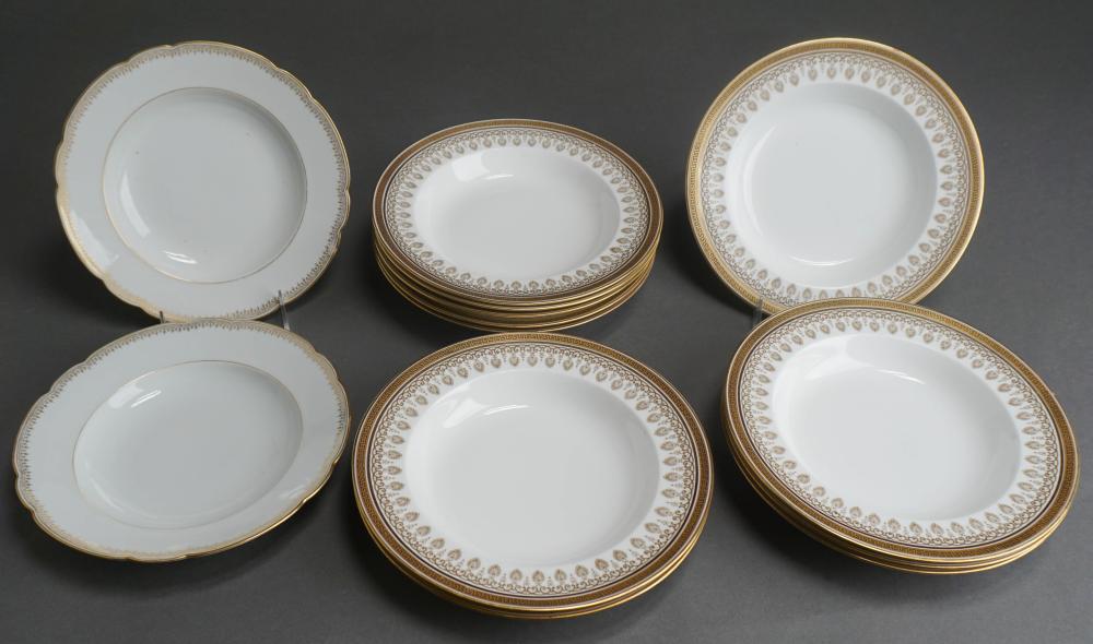 ELEVEN CAULDON GILT BAND SOUP BOWLS