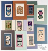 ELEVEN CHINESE SILKWORK ACCESS