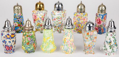 ELEVEN CHINTZ PORCELAIN SUGAR