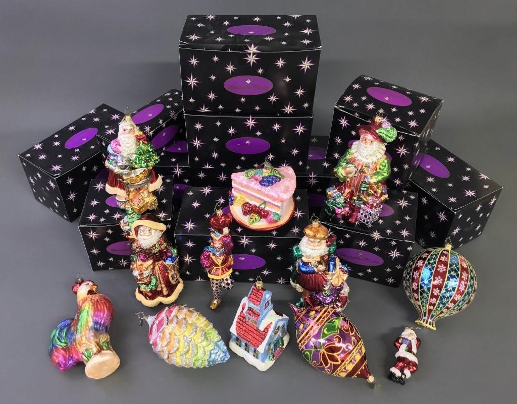 Eleven Christamas ornaments in