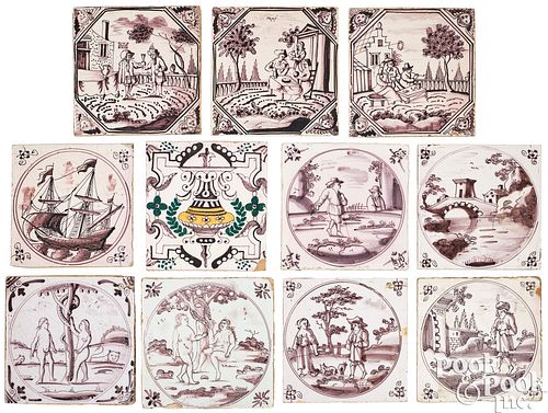 ELEVEN DELFTWARE MANGANESE