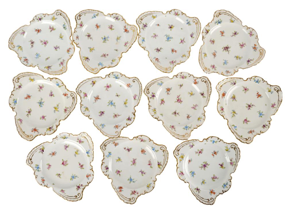ELEVEN DRESDEN FLORAL PORCELAIN