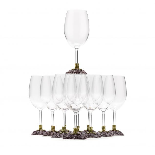 ELEVEN ENAMELED GRAPE CLUSTER