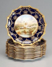 Eleven English castle plates: