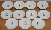 ELEVEN FRENCH PORCELAIN AND HA