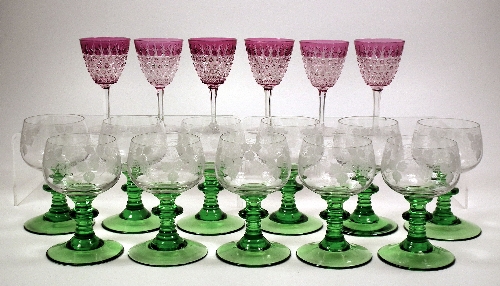 Eleven German glass rummers with