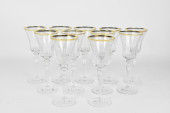 ELEVEN GILT RIMMED TALL STEMME