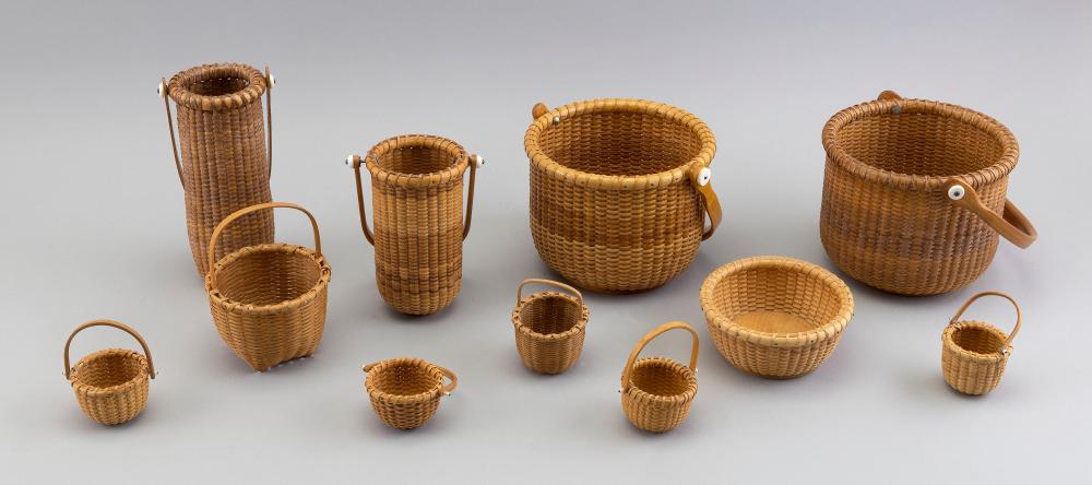 ELEVEN HANDMADE BASKETS LATE 20TH
