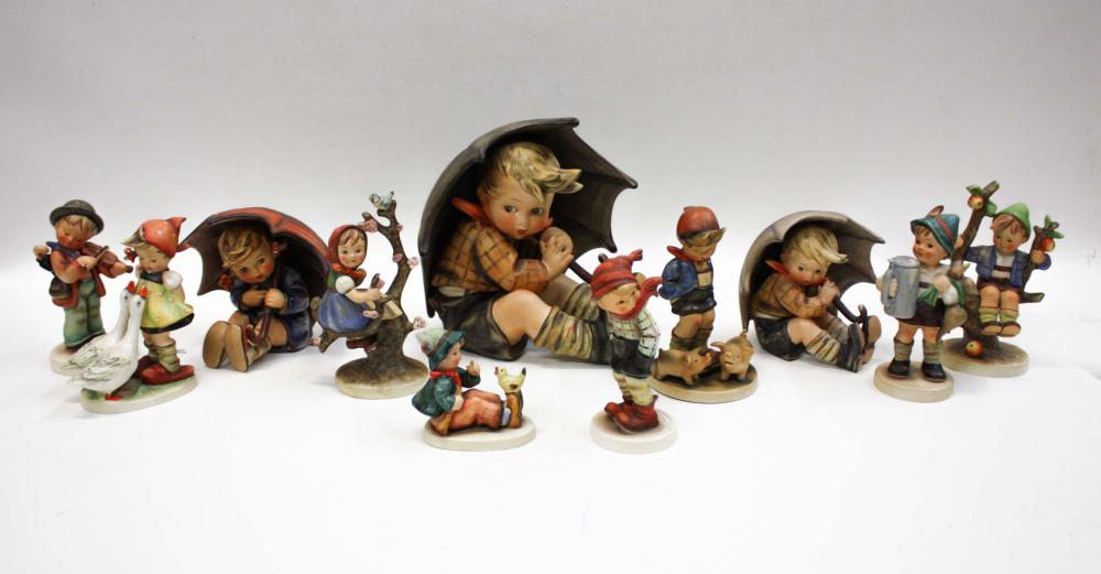 ELEVEN HUMMEL FIGURINES, MARKS