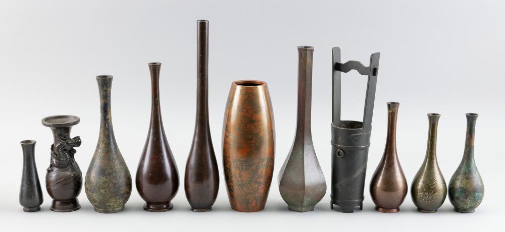ELEVEN JAPANESE BRONZE VASES LATE