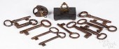 ELEVEN LARGE IRON LOCK KEYS, 1