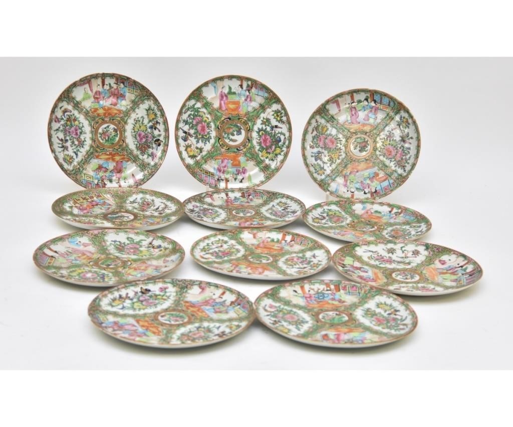 Eleven large Rose Medallion Plates,