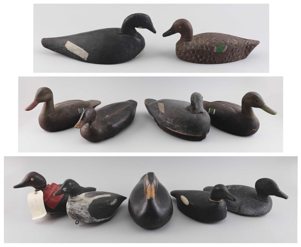 ELEVEN OLD GUNNING DECOYS 20TH