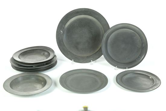 ELEVEN PEWTER PLATES.  European 