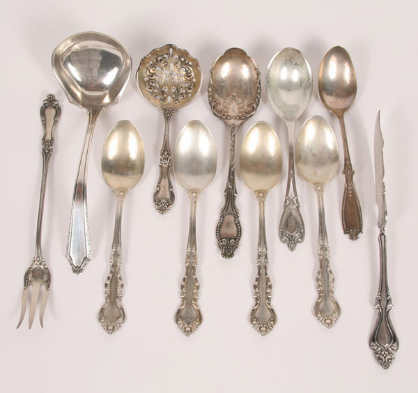 Eleven piece lot of silver