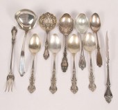 Eleven piece lot of silver fla