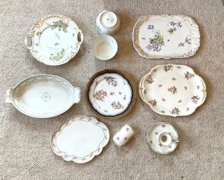 Eleven pieces of antique Limoges