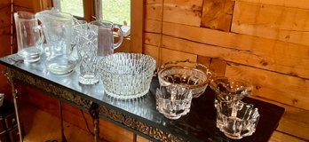 Eleven pieces of clear glass,