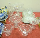 ELEVEN PIECES OF CUT GLASS AND