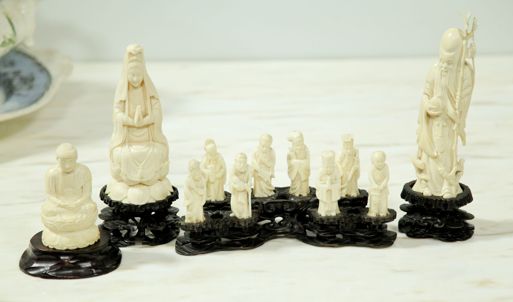 ELEVEN PIECES OF IVORY.  Asian 