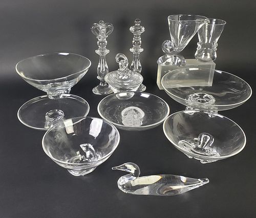 ELEVEN PIECES OF SIGNED STEUBEN