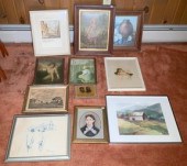 Eleven pieces of vintage artwo