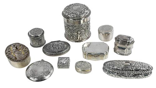 ELEVEN SILVER BOXES19th/20th