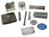 ELEVEN SILVER CASES AND DESK I