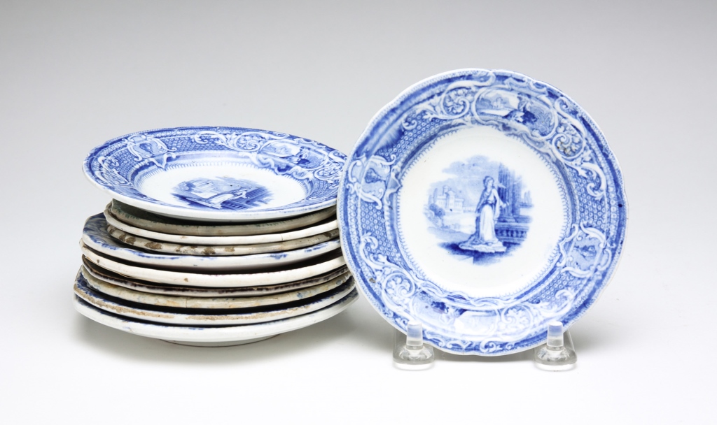ELEVEN SMALL ENGLISH CUP PLATES.