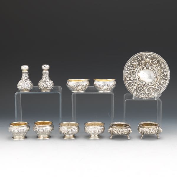ELEVEN STERLING SILVER SALT