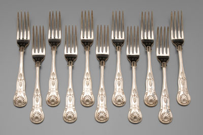 Eleven Tiffany sterling forks, King