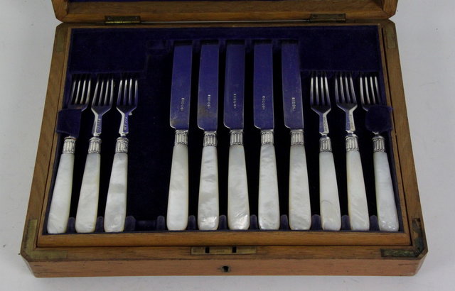 Eleven Victorian silver dessert