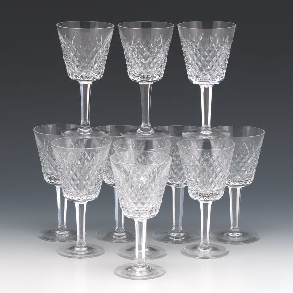 ELEVEN WATERFORD CRYSTAL CLARET/RED