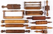 ELEVEN WOOD ROLLING PINS, 19TH