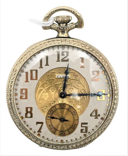 ELGIN 14 KARAT WHITE GOLD OPEN FACE