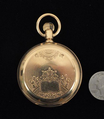 ELGIN 14K GOLD ENGRAVED HUNTER CASE